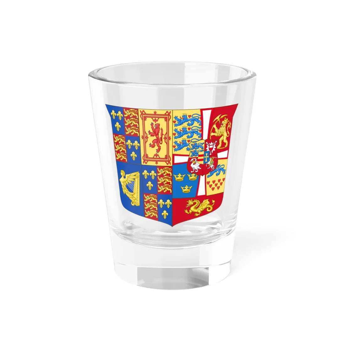 Arms of Anne of Denmark (Denmark) (Coat of Arms) Shot Glass 1.5oz 1.5oz - Go Mug Yourself