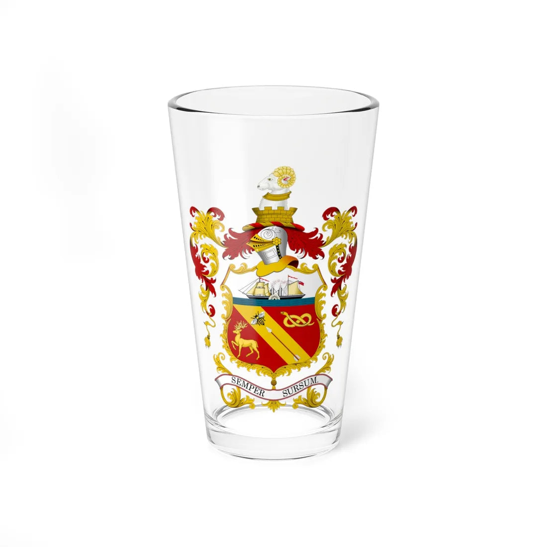 Arms of Barrow in Furness (England) (Coat of Arms) Pint Glass 16oz 16oz - Go Mug Yourself