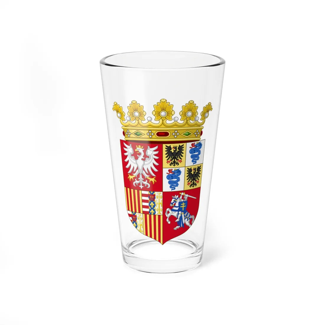 Arms of Bona Sforza dAragona Queen consort of Poland (Lithuania) (Coat of Arms) Pint Glass 16oz 16oz - Go Mug Yourself