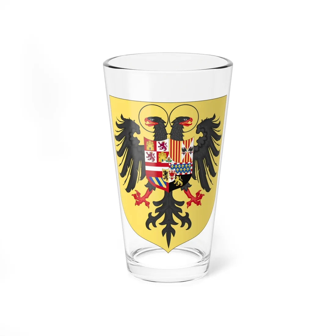 Arms of Charles I of Spain Charles V as Holy Roman Emperor-Or shield variant 1530-1556 (Spain) (Coat of Arms) Pint Glass 16oz 16oz - Go Mug Yourself