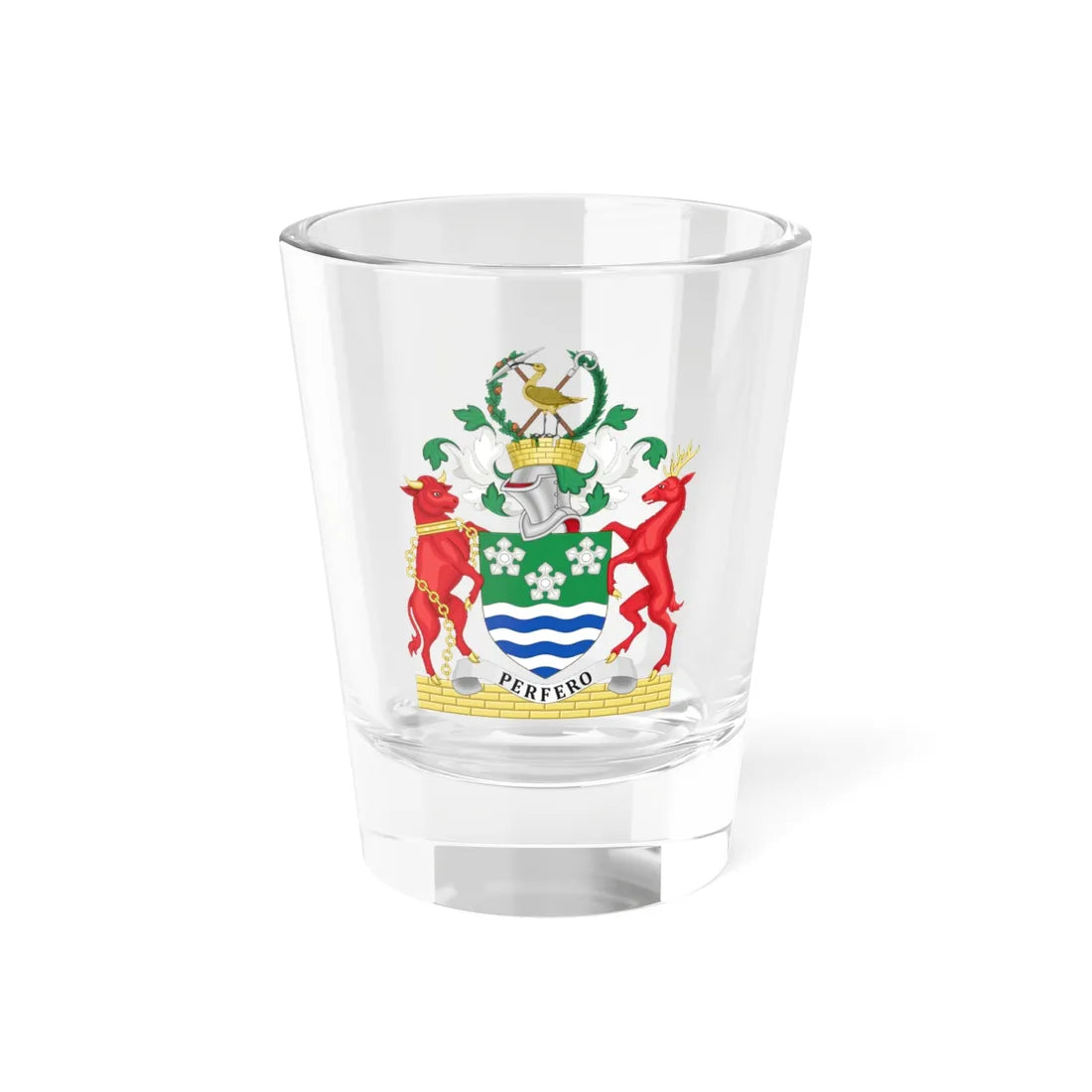 Arms of Cumberland County Council (England) (Coat of Arms) Shot Glass 1.5oz 1.5oz - Go Mug Yourself