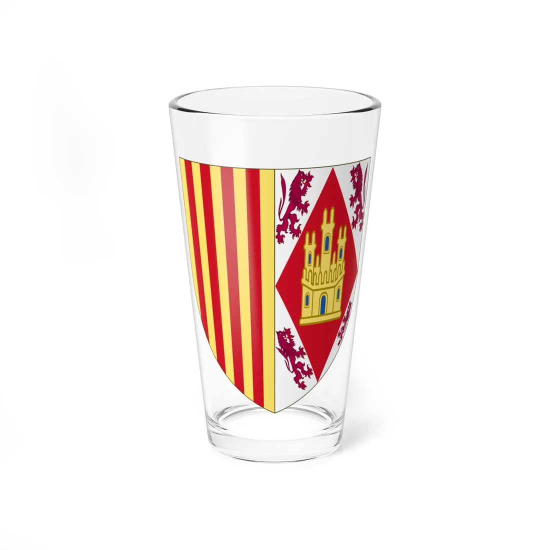 Arms of Eleanor of Alburquerque Queen of Aragon (Spain) (Coat of Arms) Pint Glass 16oz 16oz - Go Mug Yourself