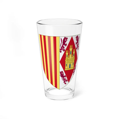 Arms of Eleanor of Alburquerque Queen of Aragon (Spain) (Coat of Arms) Pint Glass 16oz 16oz - Go Mug Yourself
