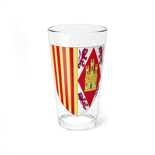 Arms of Eleanor of Alburquerque Queen of Aragon (Spain) (Coat of Arms) Pint Glass 16oz 16oz - Go Mug Yourself