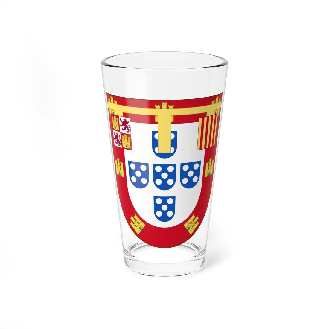 Arms of Ferdinand of Portugal Duke of Guarda (Portugal) (Coat of Arms) Pint Glass 16oz 16oz - Go Mug Yourself