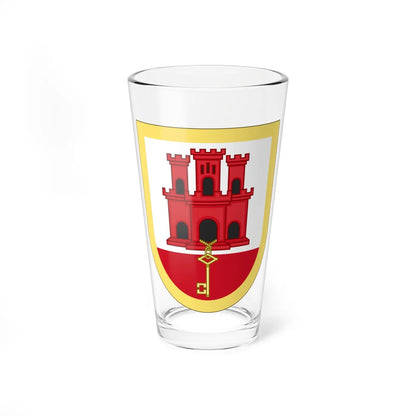 Arms of Gibraltar (United Kingdom) (Coat of Arms) Pint Glass 16oz 16oz - Go Mug Yourself