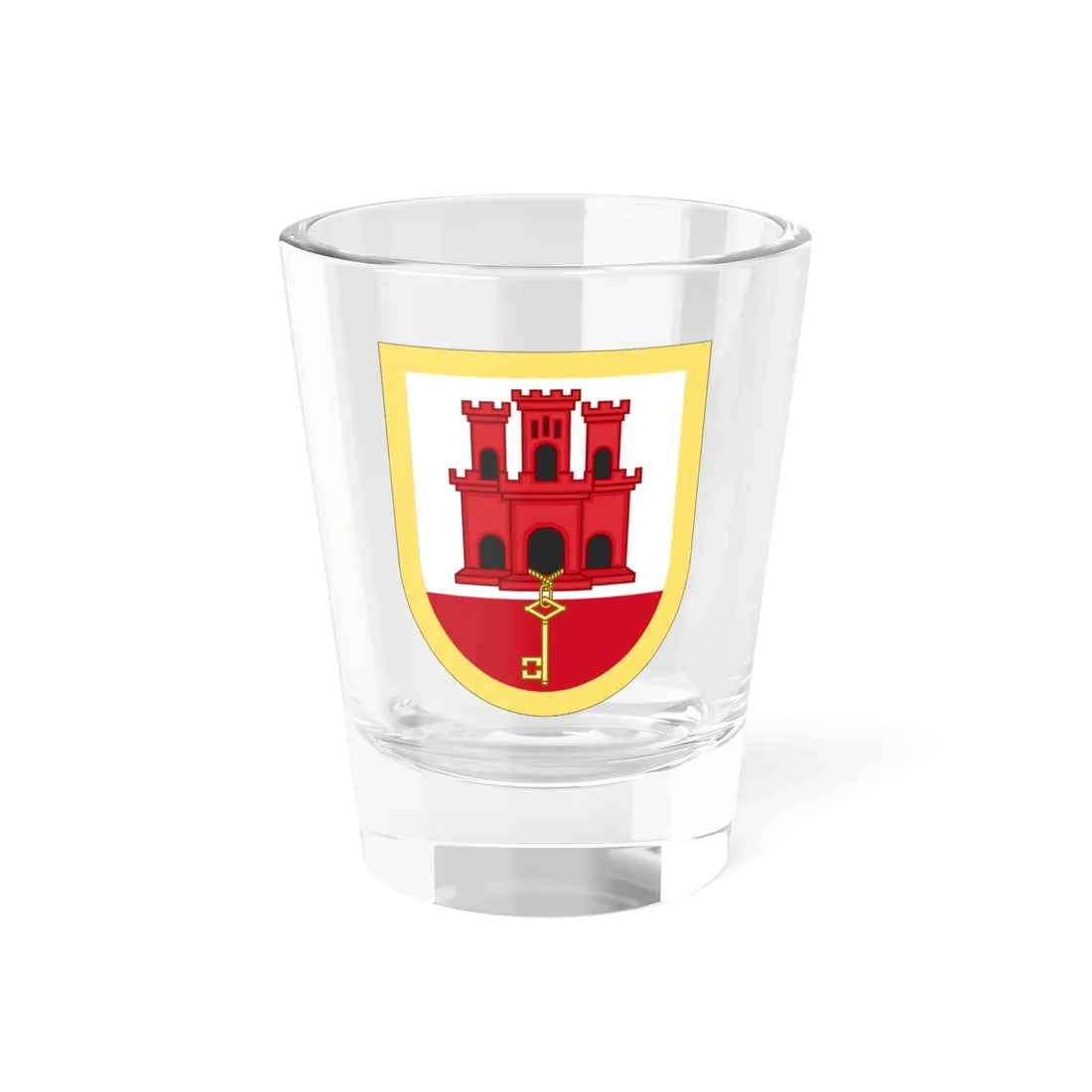 Arms of Gibraltar (United Kingdom) (Coat of Arms) Shot Glass 1.5oz 1.5oz - Go Mug Yourself