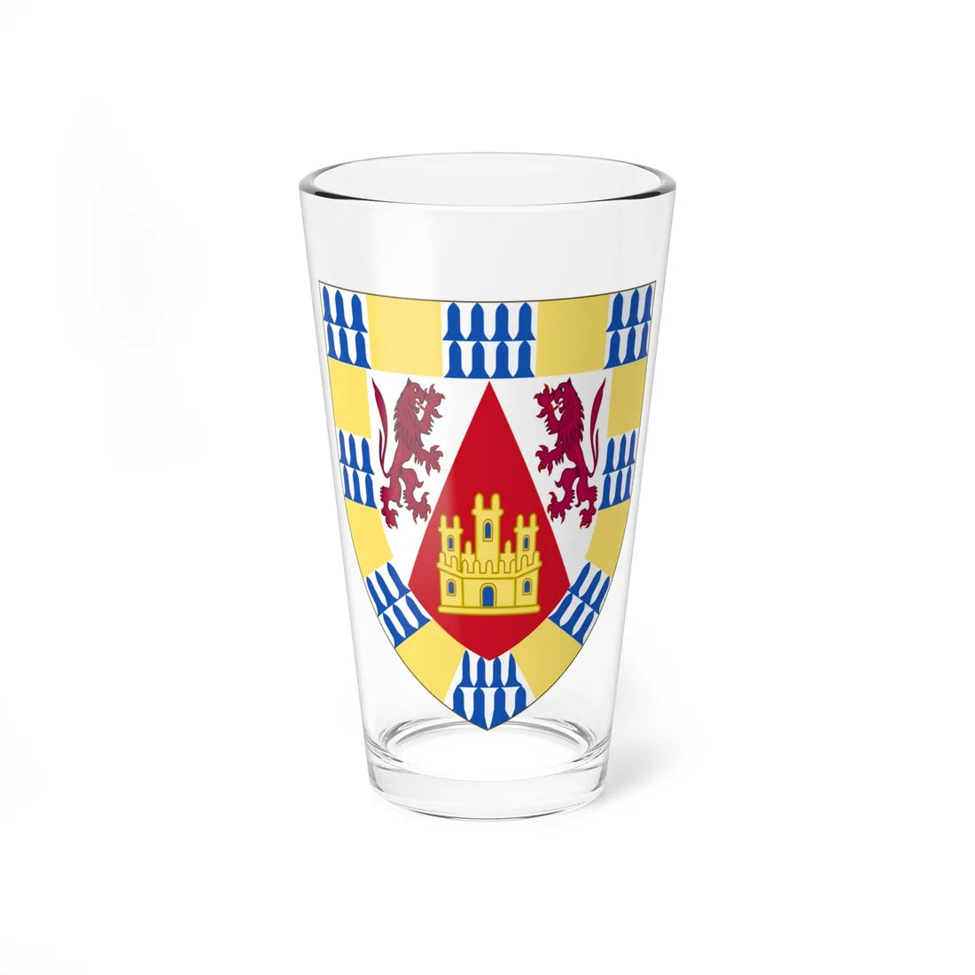 Arms of Henry II of Castile before his accession (Spain) (Coat of Arms) Pint Glass 16oz 16oz - Go Mug Yourself
