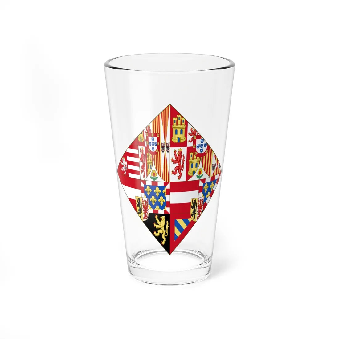 Arms of Infanta Isabella Clara Eugenia of Spain (Austria) (Coat of Arms) Pint Glass 16oz 16oz - Go Mug Yourself