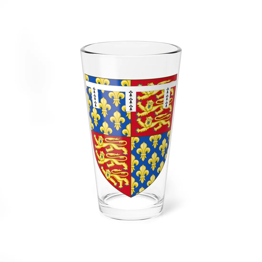 Arms of John of Gaunt First Duke of Lancaster (Spain) (Coat of Arms) Pint Glass 16oz 16oz - Go Mug Yourself
