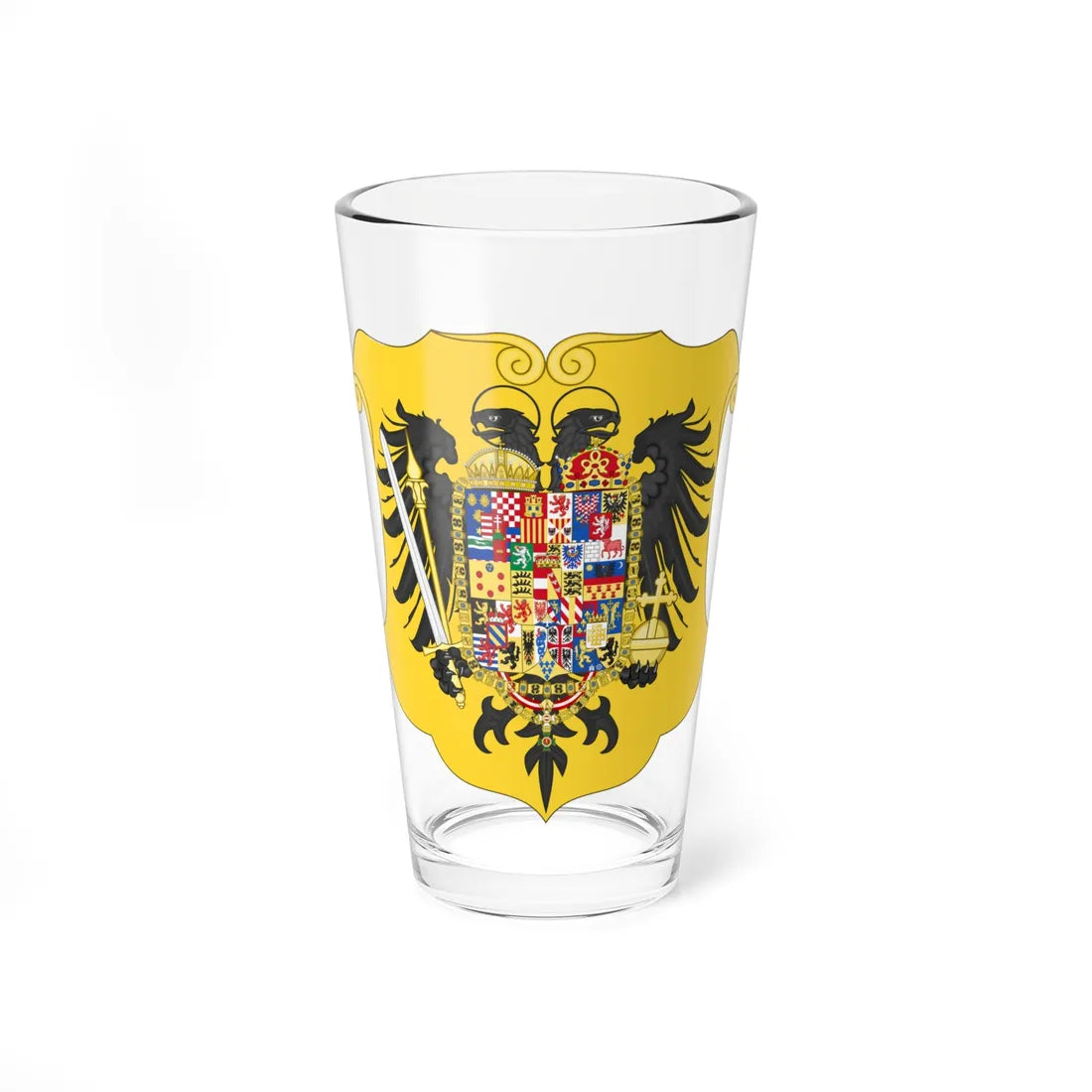 Arms of Joseph II Holy Roman Emperor-Or shield variant (Spain) (Coat of Arms) Pint Glass 16oz 16oz - Go Mug Yourself