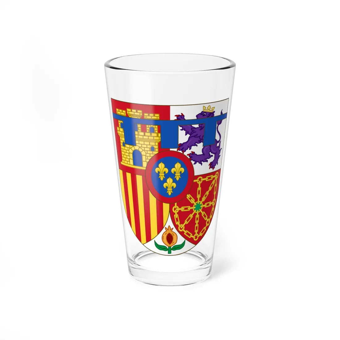 Arms of Leonor Princess of Asturias (Spain) (Coat of Arms) Pint Glass 16oz 16oz - Go Mug Yourself