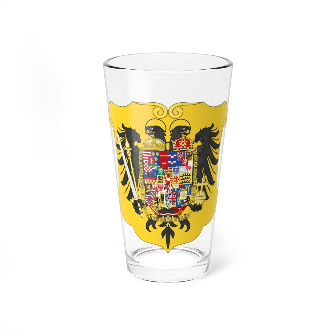 Arms of Leopold II and Francis II Holy Roman Emperors-Or shield variant (Spain) (Coat of Arms) Pint Glass 16oz 16oz - Go Mug Yourself