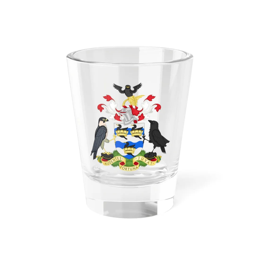 Arms of Liverpool John Moores University (United Kingdom) (Coat of Arms) Shot Glass 1.5oz 1.5oz - Go Mug Yourself