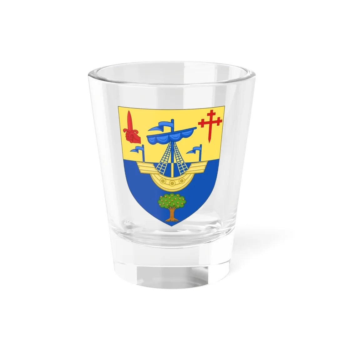 Arms of Macpherson of Drumochter Baron Macpherson of Drumochter (Scotland) (Coat of Arms) Shot Glass 1.5oz 1.5oz - Go Mug Yourself