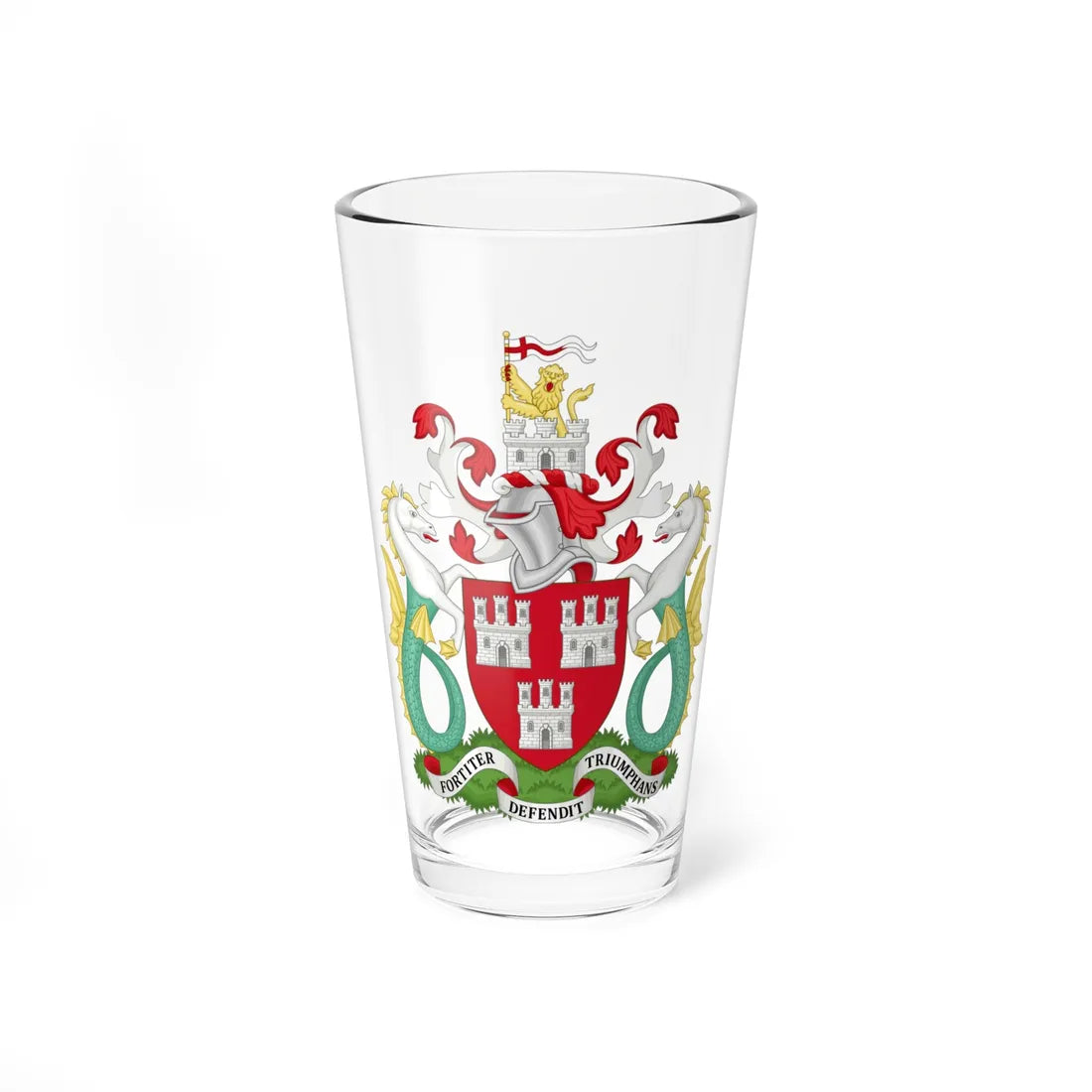 Arms of Newcastle upon Tyne City Council (England) (Coat of Arms) Pint Glass 16oz 16oz - Go Mug Yourself
