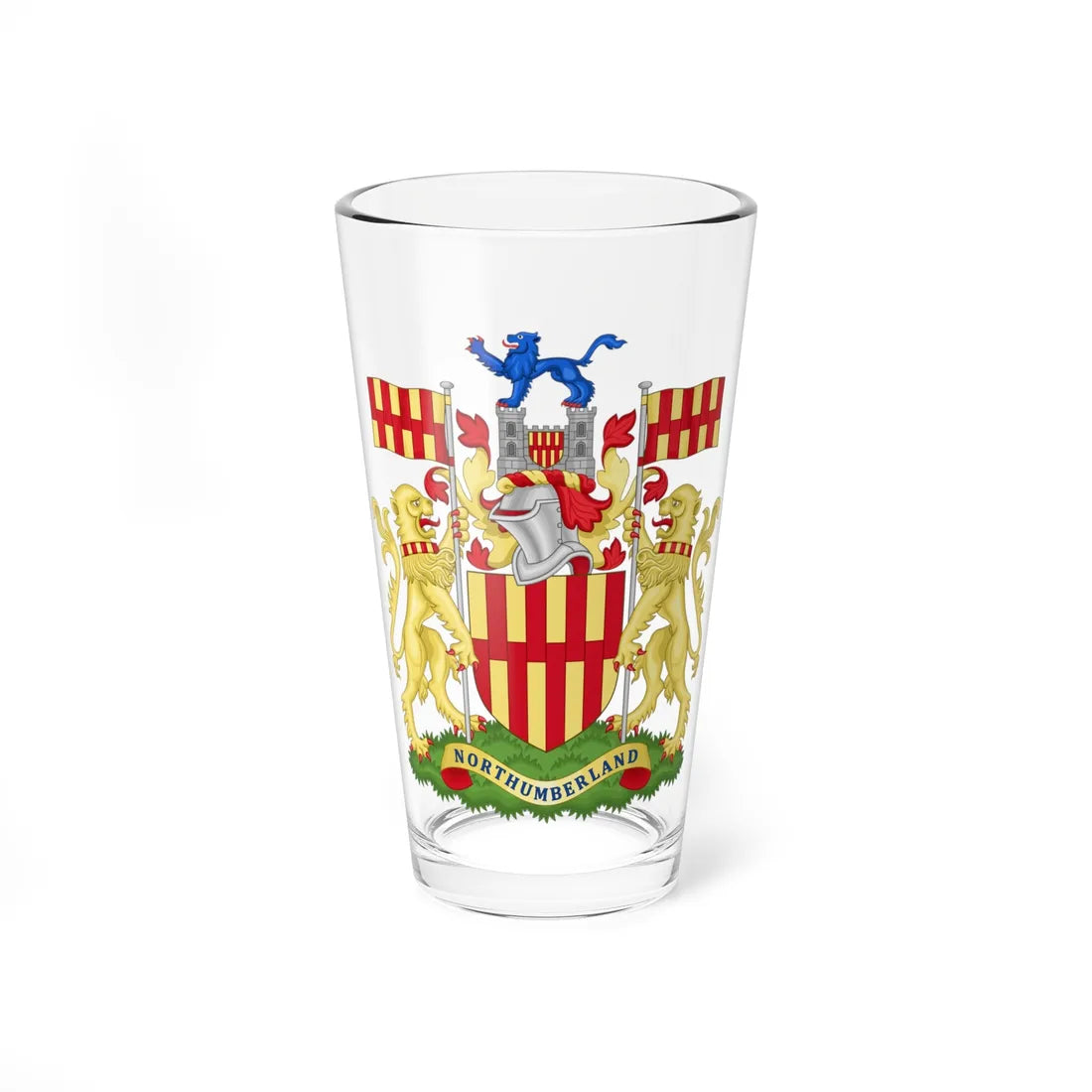 Arms of Northumberland County Council (England) (Coat of Arms) Pint Glass 16oz 16oz - Go Mug Yourself