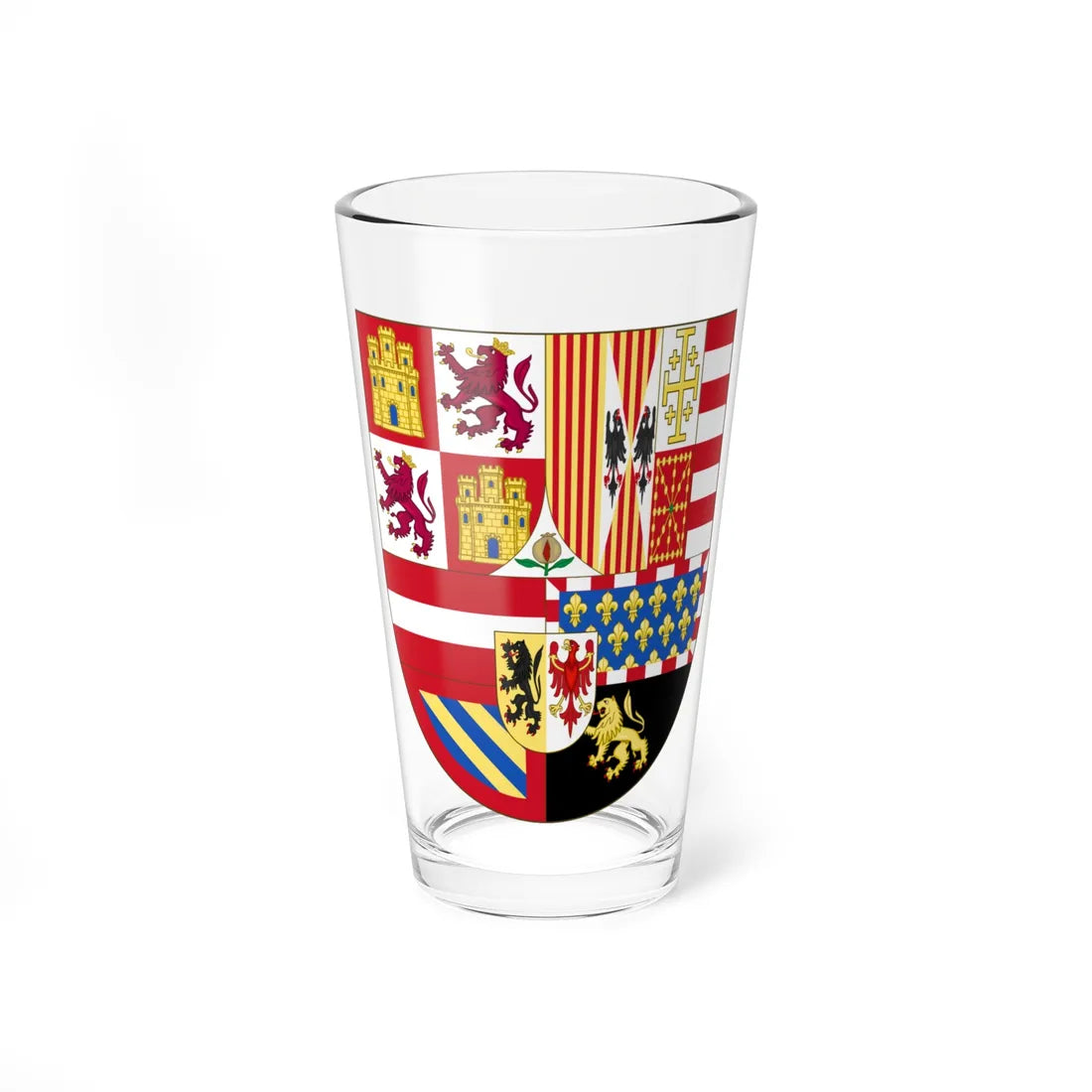 Arms of Philip II of Spain 1558-1580 (Spain) (Coat of Arms) Pint Glass 16oz 16oz - Go Mug Yourself