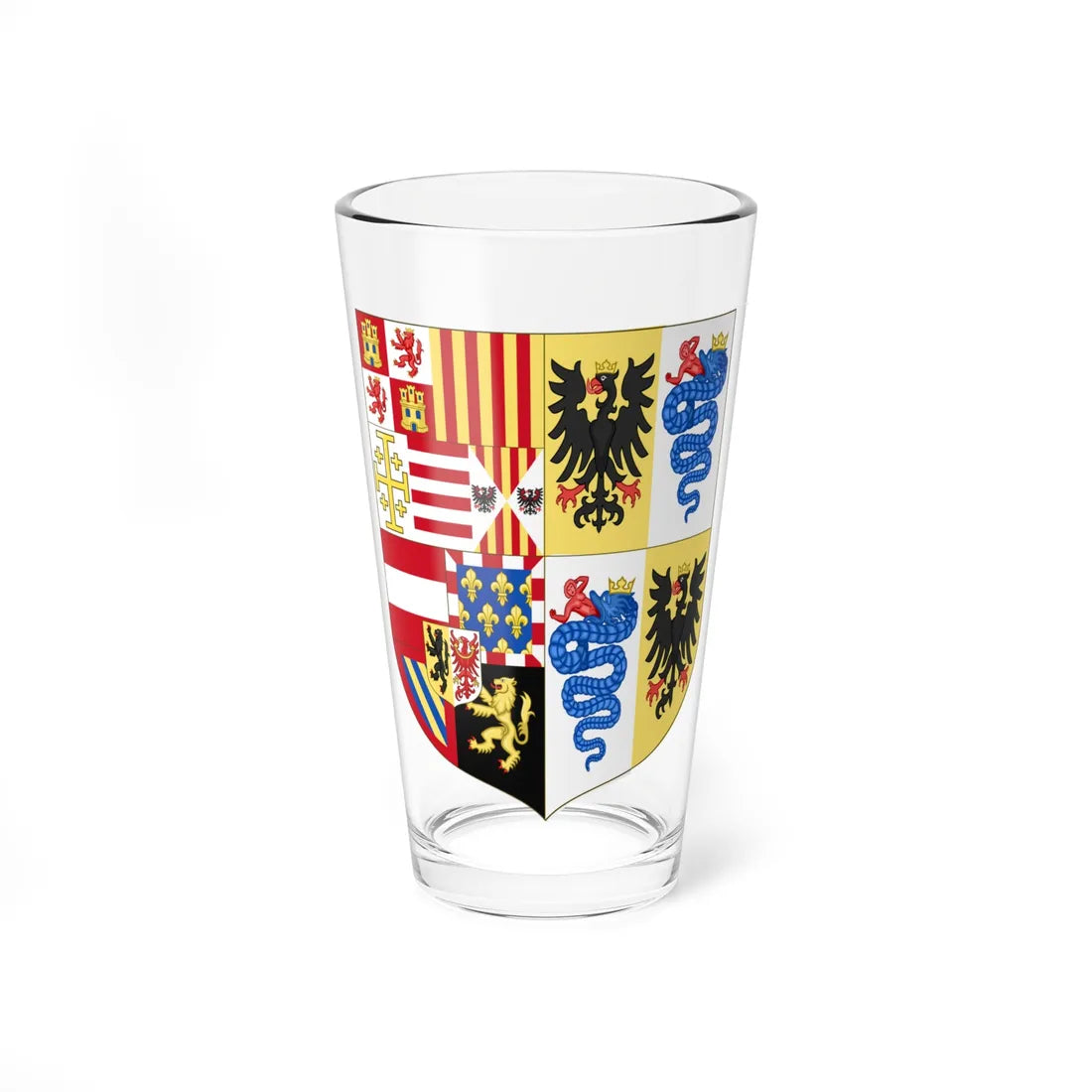 Arms of Philip II of Spain as Monarch of Milan 1558-1580 (Spain) (Coat of Arms) Pint Glass 16oz 16oz - Go Mug Yourself