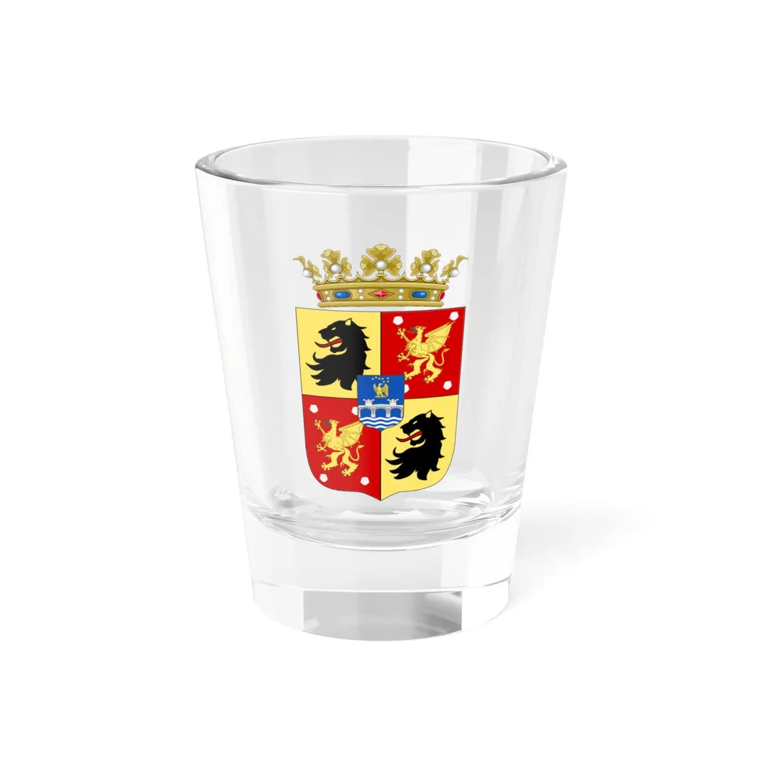 Arms of Prince Carl Bernadotte with coronet (Belgium) (Coat of Arms) Shot Glass 1.5oz 1.5oz - Go Mug Yourself