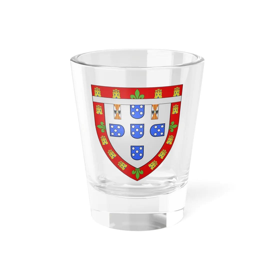 Arms of Prince Ferdinand of Aviz duke of Viseu (Portugal) (Coat of Arms) Shot Glass 1.5oz 1.5oz - Go Mug Yourself