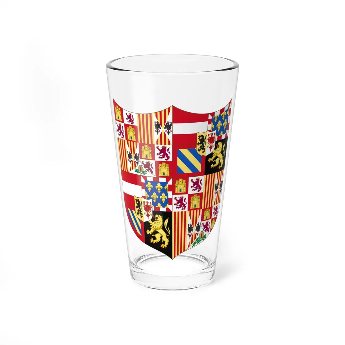 Arms of Queen Joanna and Philip I of Castile (Spain) (Coat of Arms) Pint Glass 16oz 16oz - Go Mug Yourself
