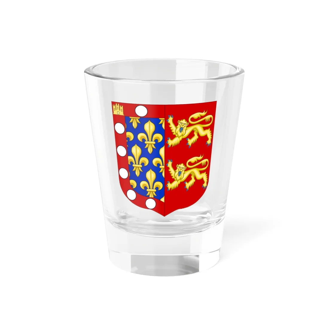 Arms of Robert of Alençon Count of Perche (Spain) (Coat of Arms) Shot Glass 1.5oz 1.5oz - Go Mug Yourself