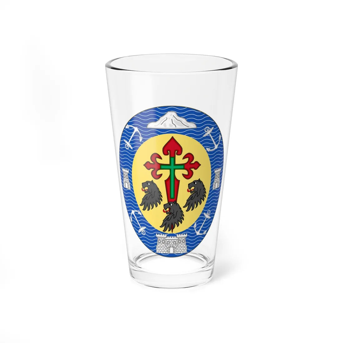 Arms of Santa Cruz de Tenerife (Spain) (Coat of Arms) Pint Glass 16oz 16oz - Go Mug Yourself
