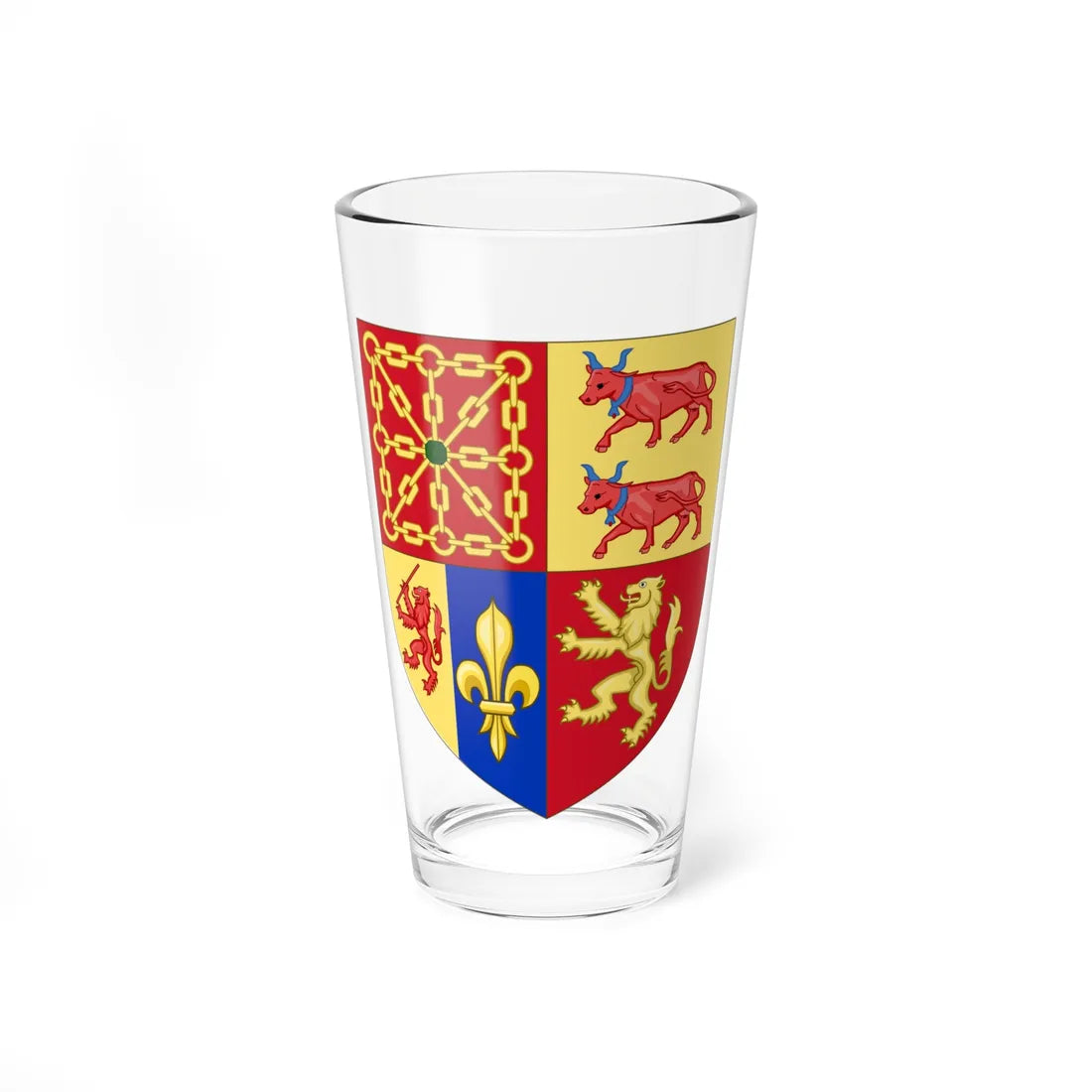 Arms of the French Department of the Pyrénées Atlantiques (Spain) (Coat of Arms) Pint Glass 16oz 16oz - Go Mug Yourself