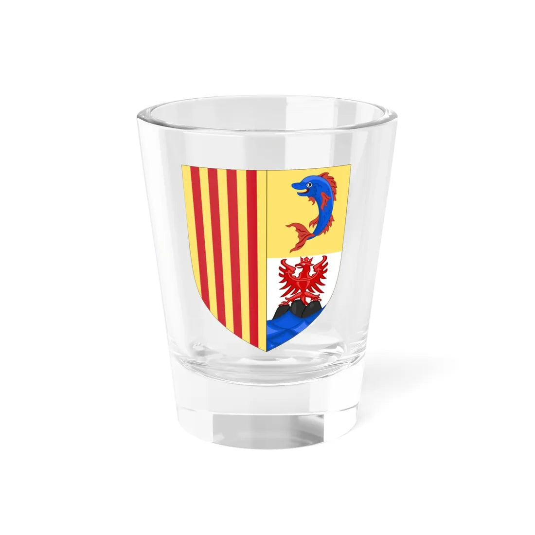 Arms of the French Region of Provence-Alpes-Côte dAzur (Spain) (Coat of Arms) Shot Glass 1.5oz 1.5oz - Go Mug Yourself