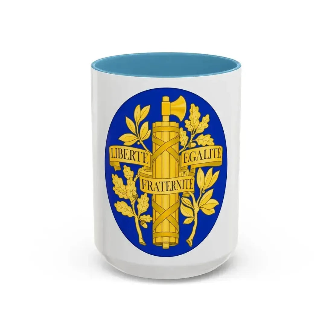 Arms of the French Republic - Accent Coffee Mug 15oz Light Blue - Go Mug Yourself
