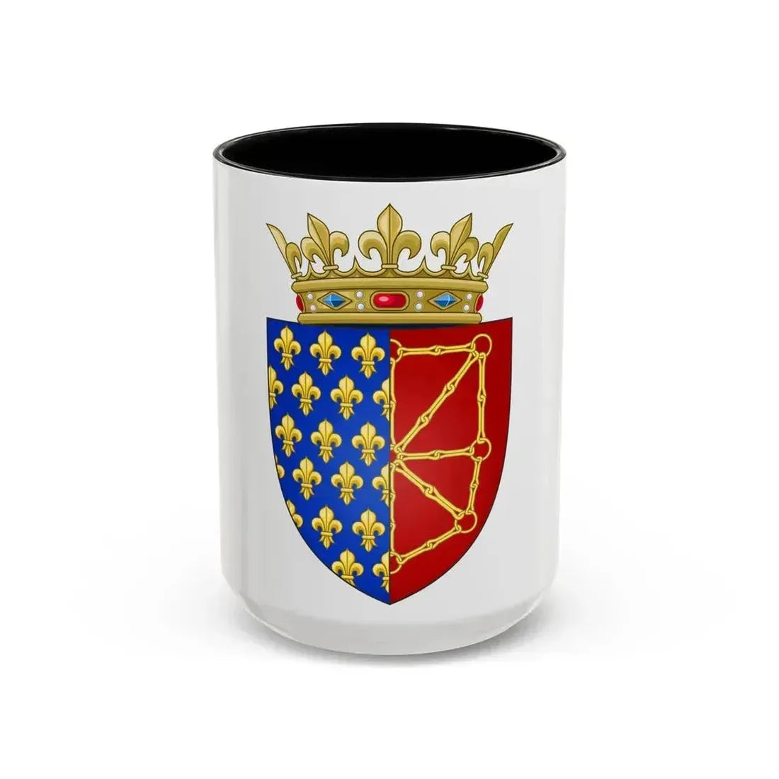 Arms of the Kingdom of France & Navarre - Accent Coffee Mug 15oz Black - Go Mug Yourself