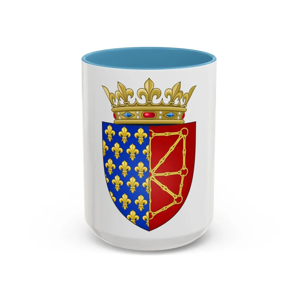 Arms of the Kingdom of France & Navarre - Accent Coffee Mug-15oz-Light Blue-Go Mug Yourself