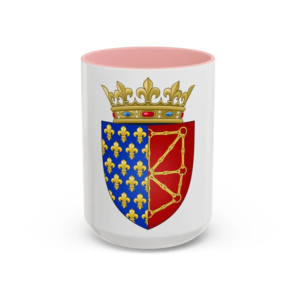 Arms of the Kingdom of France & Navarre - Accent Coffee Mug-15oz-Pink-Go Mug Yourself