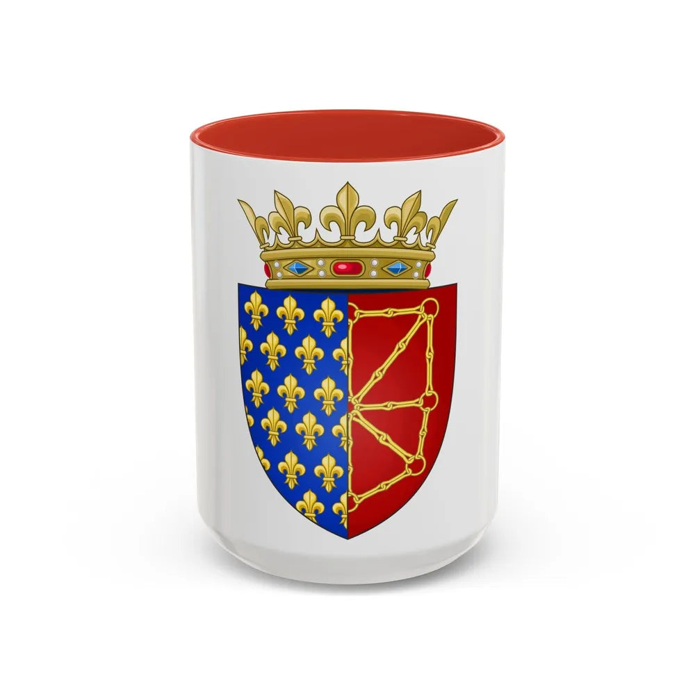 Arms of the Kingdom of France & Navarre - Accent Coffee Mug-15oz-Red-Go Mug Yourself