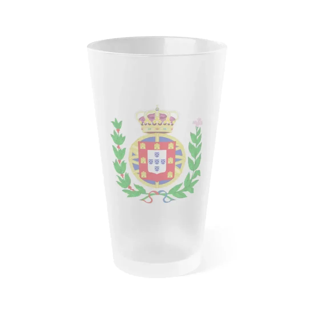 Arms of the United Kingdom of Portugal, Brazil and the Algarves (1815-1825) - Frosted Pint Glass 16oz - Go Mug Yourself