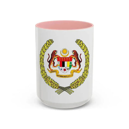 Arms of the Yang di-Pertuan Agong of Malaysia - Accent Coffee Mug 15oz Pink - Go Mug Yourself