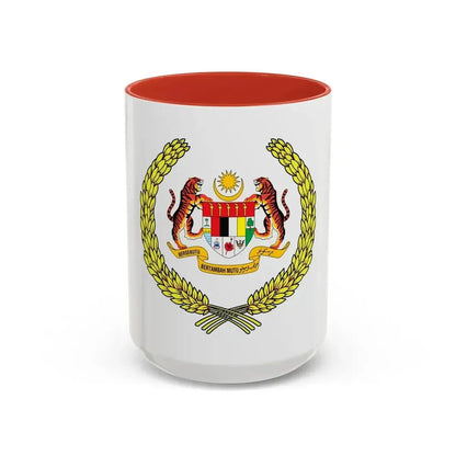 Arms of the Yang di-Pertuan Agong of Malaysia - Accent Coffee Mug 15oz Red - Go Mug Yourself