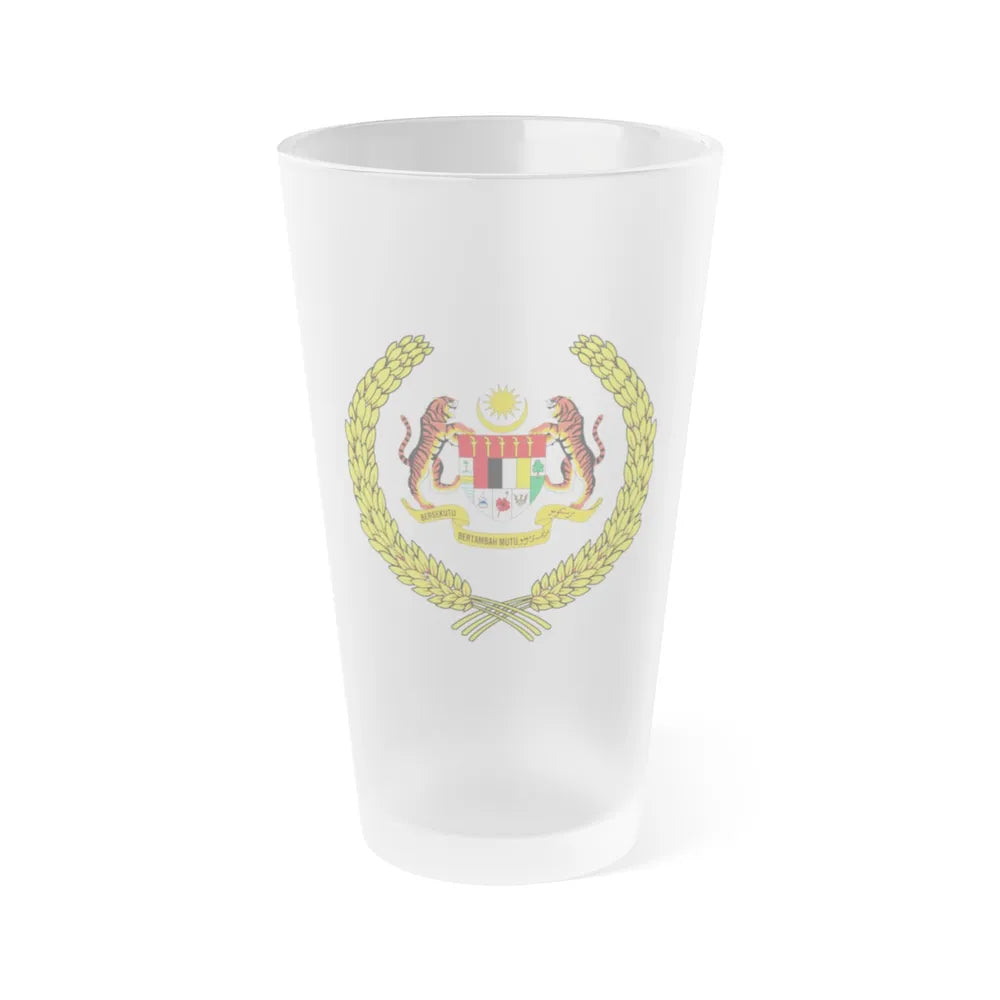 Arms of the Yang di-Pertuan Agong of Malaysia - Frosted Pint Glass 16oz-Go Mug Yourself