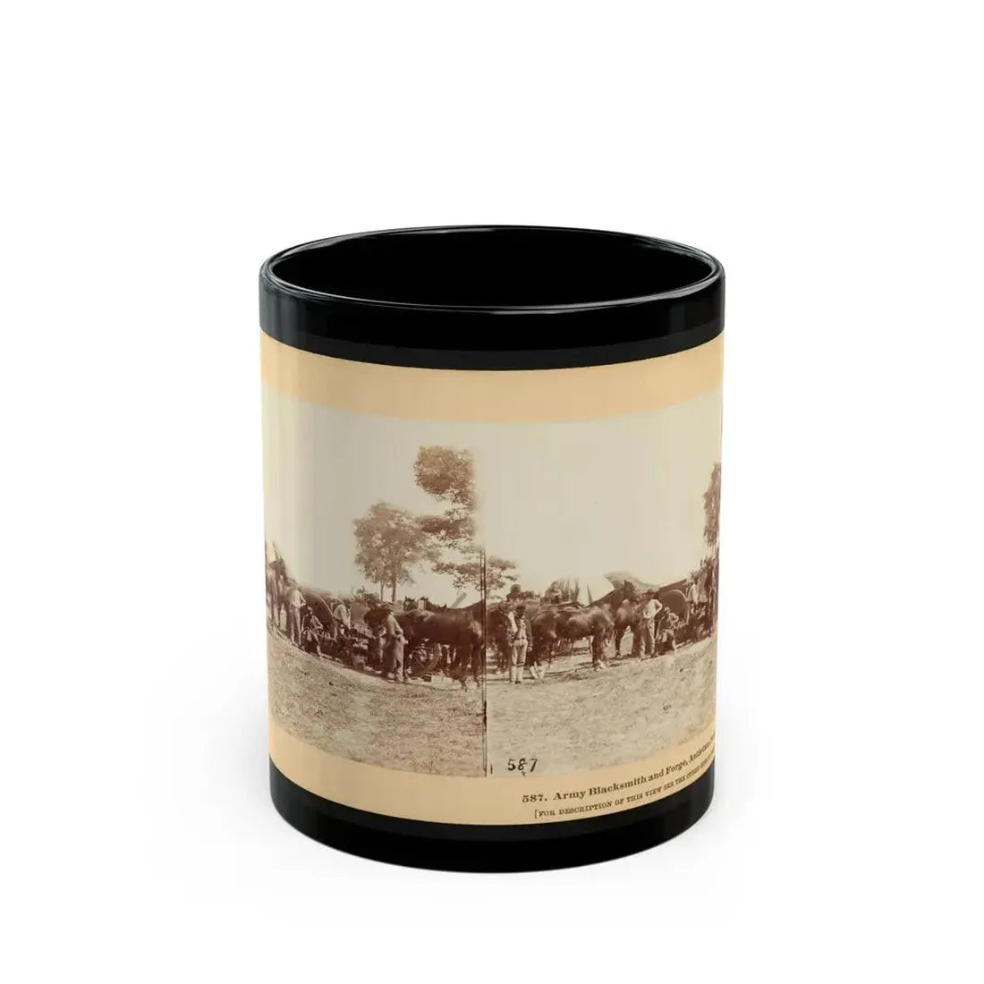 Army Blacksmith And Forge, Antietam, Sept., 1862 (U.S. Civil War) Black Coffee Mug 11oz - Go Mug Yourself