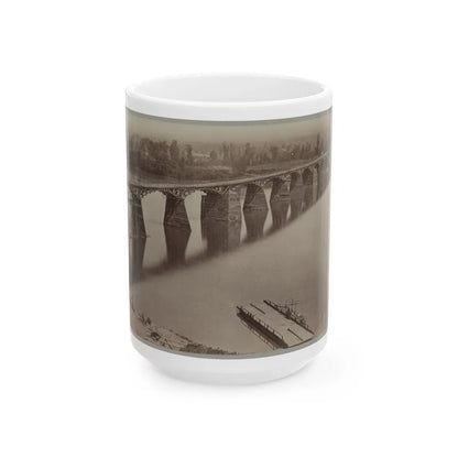 Army Bridge Across The Tennessee River At Chattanooga, L8121 (U.S. Civil War) White Coffee Mug-15oz-Go Mug Yourself