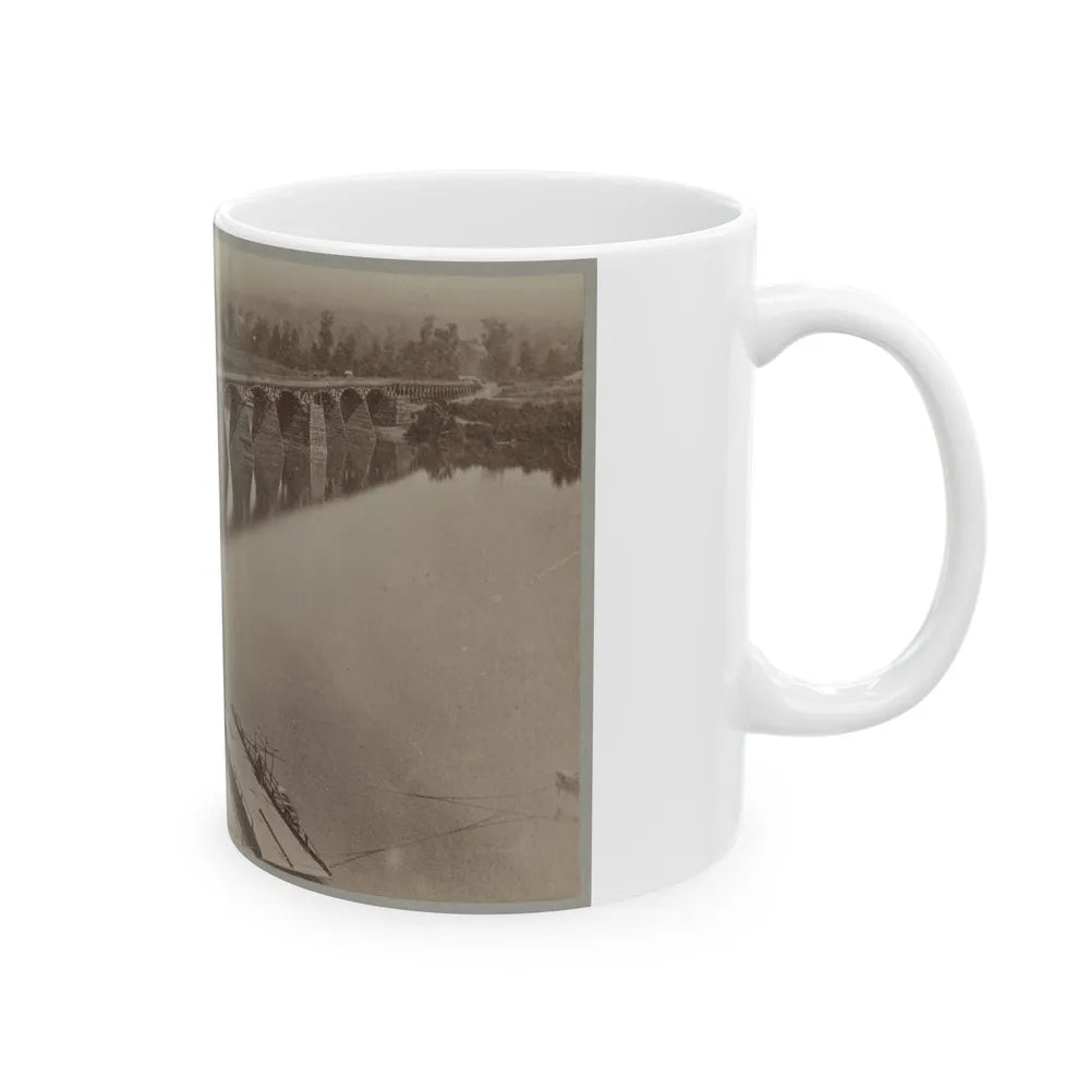 Army Bridge Across The Tennessee River At Chattanooga, L8121 (U.S. Civil War) White Coffee Mug-Go Mug Yourself