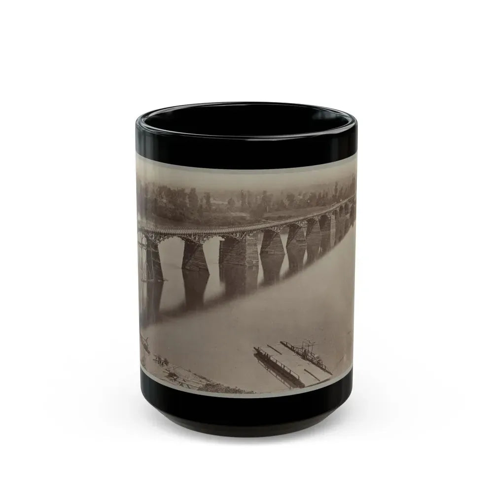 Army Bridge Across The Tennessee River At Chattanooga, L8121 (U.S. Civil War) Black Coffee Mug 15oz - Go Mug Yourself