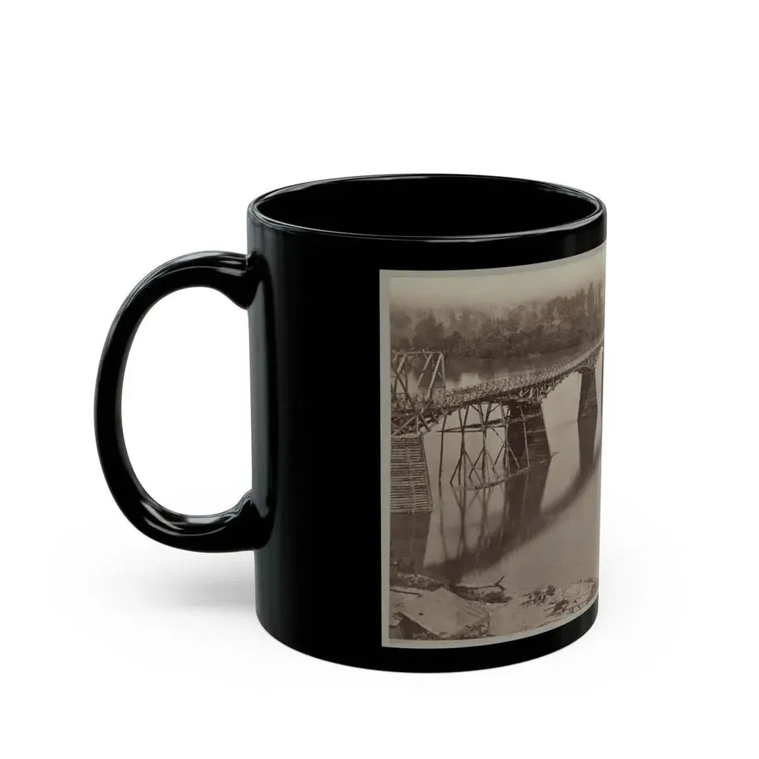 Army Bridge Across The Tennessee River At Chattanooga, L8121 (U.S. Civil War) Black Coffee Mug - Go Mug Yourself