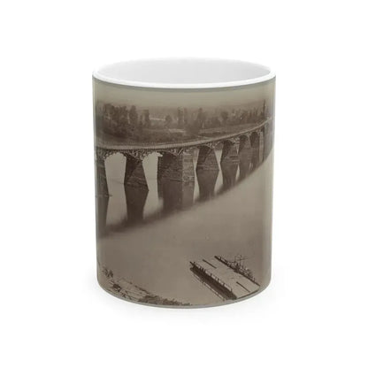 Army Bridge Across The Tennessee River At Chattanooga, L8121 (U.S. Civil War) White Coffee Mug 11oz - Go Mug Yourself