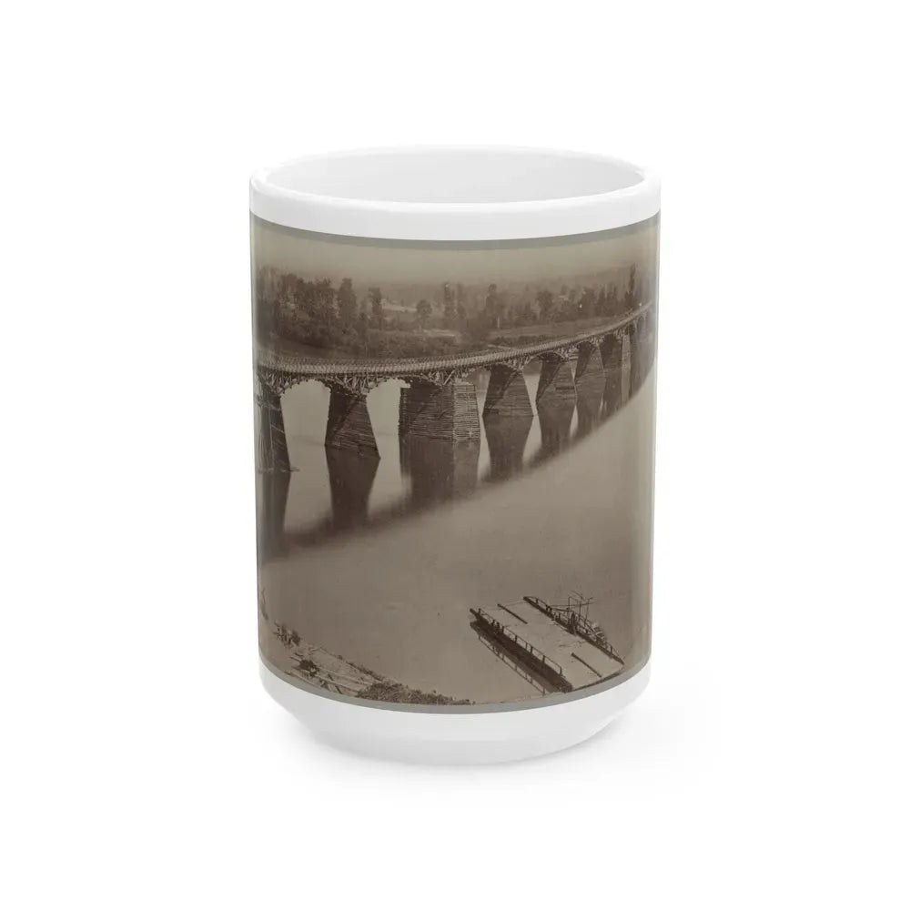 Army Bridge Across The Tennessee River At Chattanooga, L8121 (U.S. Civil War) White Coffee Mug 15oz - Go Mug Yourself