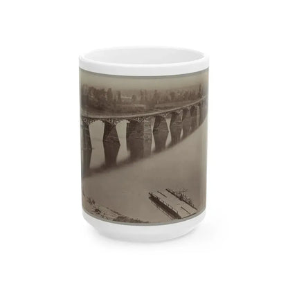 Army Bridge Across The Tennessee River At Chattanooga, L8121 (U.S. Civil War) White Coffee Mug 15oz - Go Mug Yourself