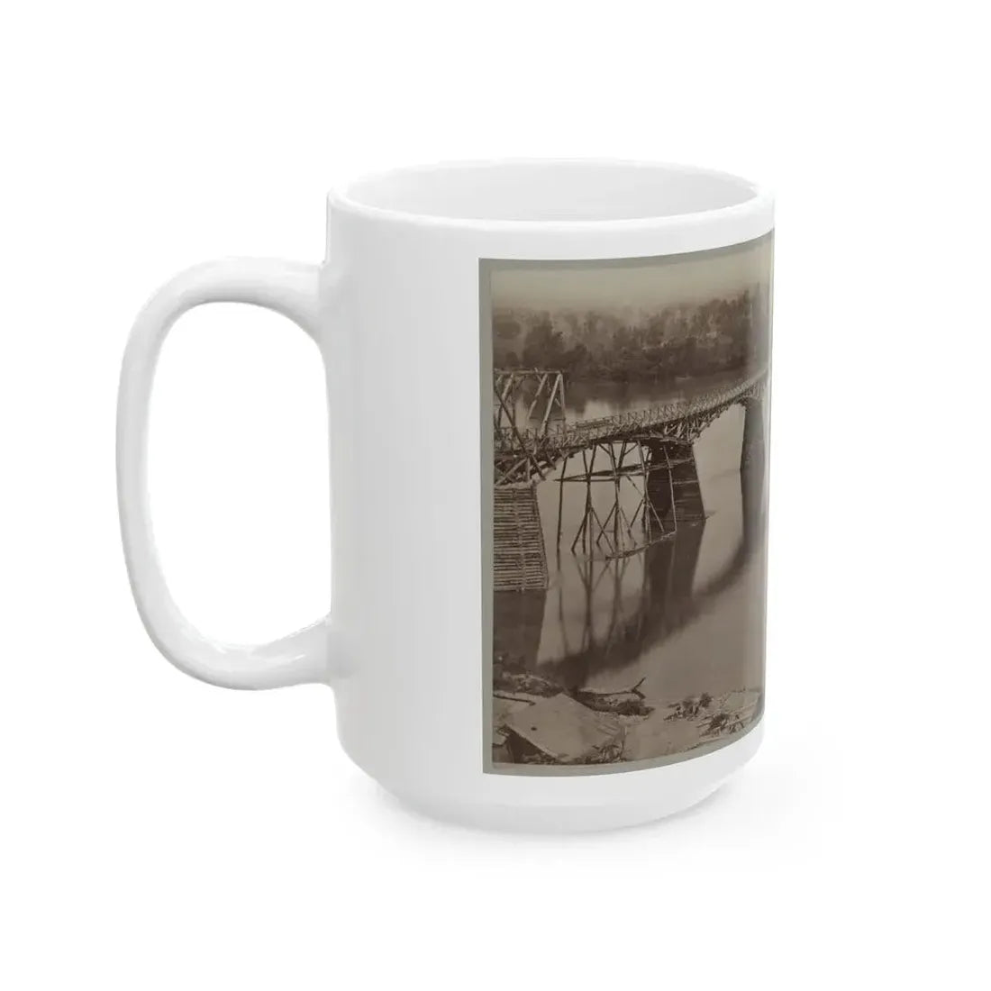 Army Bridge Across The Tennessee River At Chattanooga, L8121 (U.S. Civil War) White Coffee Mug - Go Mug Yourself