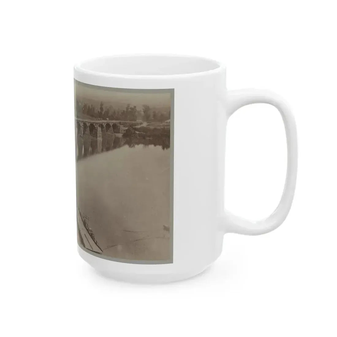 Army Bridge Across The Tennessee River At Chattanooga, L8121 (U.S. Civil War) White Coffee Mug - Go Mug Yourself