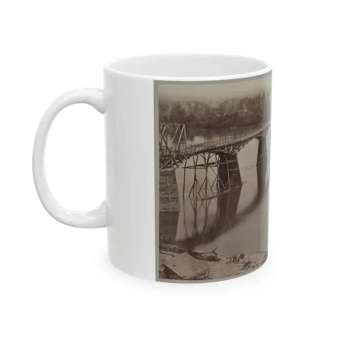 Army Bridge Across The Tennessee River At Chattanooga, L8121 (U.S. Civil War) White Coffee Mug - Go Mug Yourself